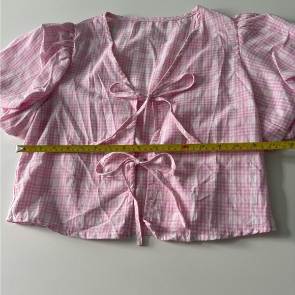 Pink Plaid Bow Front Two-Piece Shorts Set - Picture 9 of 13